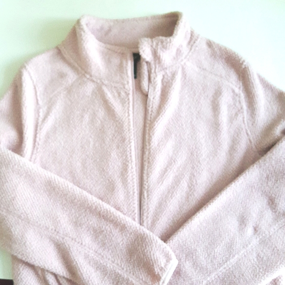 Pale Pink Full Zip Fleece Jacket 4 Pockets Size Medium - Picture 1 of 9